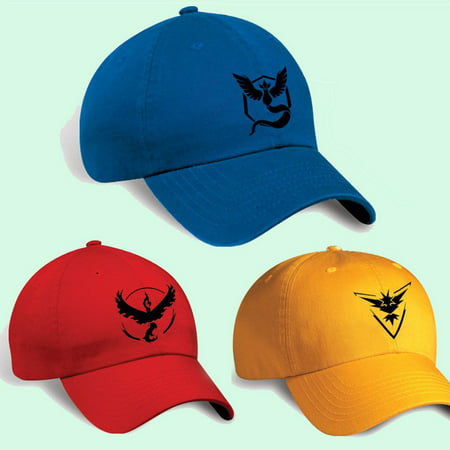 Pokemon Go Baseball Hat Team Mystic InstInct Valor Blue Yellow Red Embroider