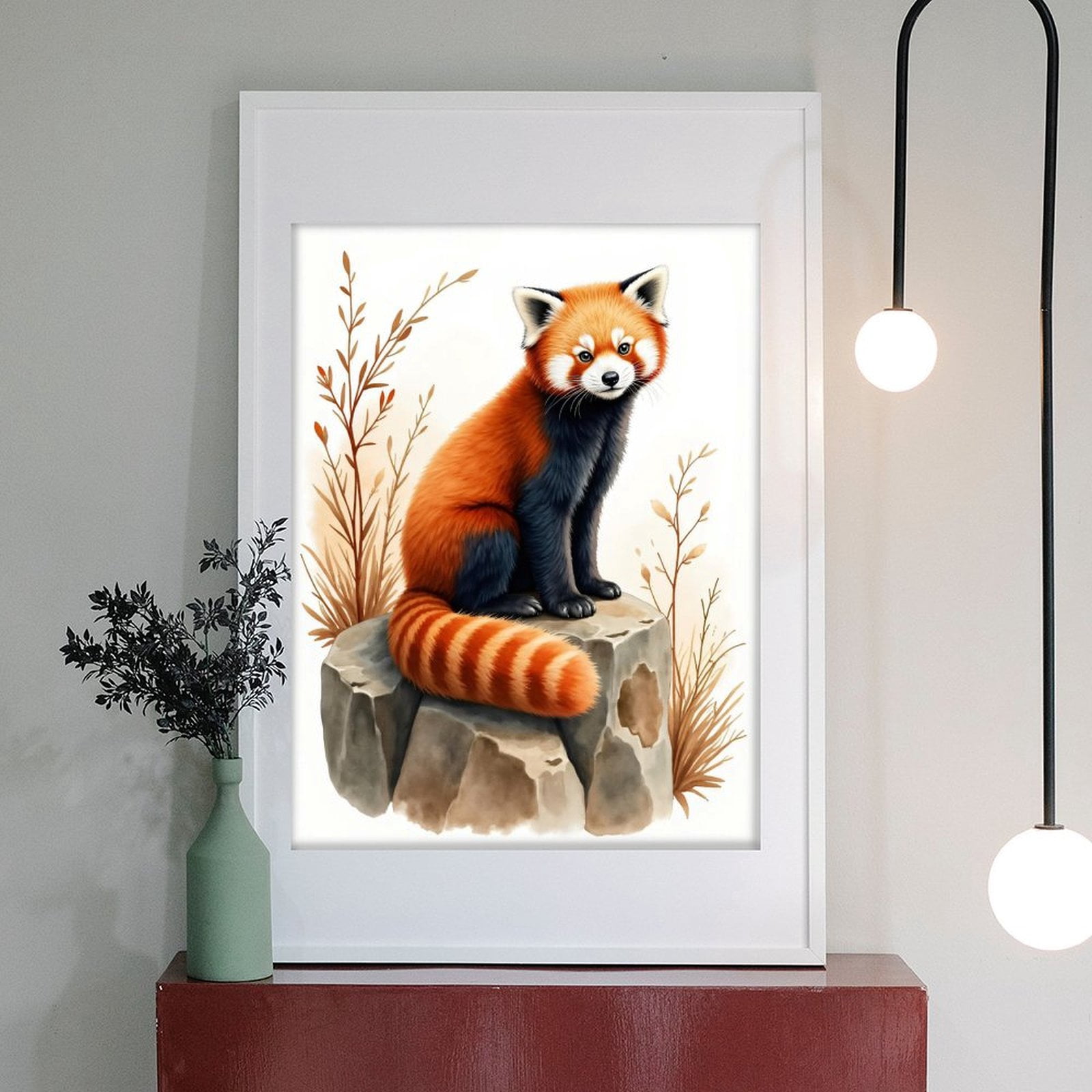 Diamond Art Kit for Adults, Red Panda On Rock With Foliage Diamond Painting for Adults Beginners, DIY Diamond Art Painting Kits, 5D Diamond Painting Crafts for Home Decor 12x16 Frameless