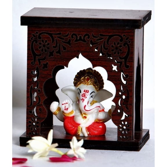 Wooden Temple for Home Mandir, Car Dashboard, Gift Items