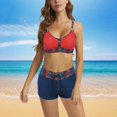 thumbnail image 1 of IDALL Bikini Sets Bestselling Bikini Women Plus Size Tankini Swimsuits Two Piece Color Block Cutout Flowy Tummy Bathing Suits With Shorts Bathing Suit Swim Suits for Women 2025 Wine 5XL, 1 of 6