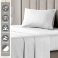 thumbnail image 3 of Pizuna 400 Thread Count Queen Cotton Sheets Set White, 100% Long Staple Cotton Sheet Set, Soft Cotton Bed Sheets Deep Pocket Fit Upto 15” (White Queen 100% Cotton Sheets), 3 of 4