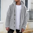 thumbnail image 2 of WTOBBY Men's Fall and Winter Solid Color Hooded Fleece Coat, Fleece Fashion Trend Menswear for Casual and Street Style, Soft and Warm for Daily Wear,Light Gray 2XL, 2 of 5