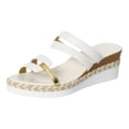 thumbnail image 2 of Espadrilles for Women Trendy Strappy Wedge Sandals Summer Open Toe Color Block Slides Casual Slip on Platform Heels White Size 7.5, 2 of 7