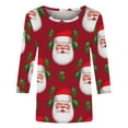 thumbnail image 5 of LiMoi Women's Festive Round Neck Santa Print Three-Quarter Sleeve Shirt Top Tees T-Shirt Blouse Tshirt Tshirts Shirts My Items, 5 of 7
