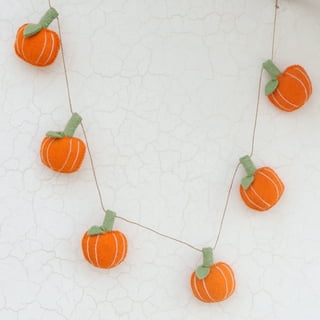Felt Pumpkin Garland- Orange & Tan- Felt Balls & Dark Orange