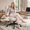 thumbnail image 4 of BOSSIN Cross Legged Office Chair with Flip-up Armrests, 135° Reclining Ergonomic Executive Chair for Big and Tall, Wide Seat Computer Desk Chair with Wheels, Beige, 4 of 9