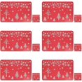 thumbnail image 1 of 6 manteles y posavasos navideños para mesa de comedor navideña Decoraciones (rojo), 1 of 5