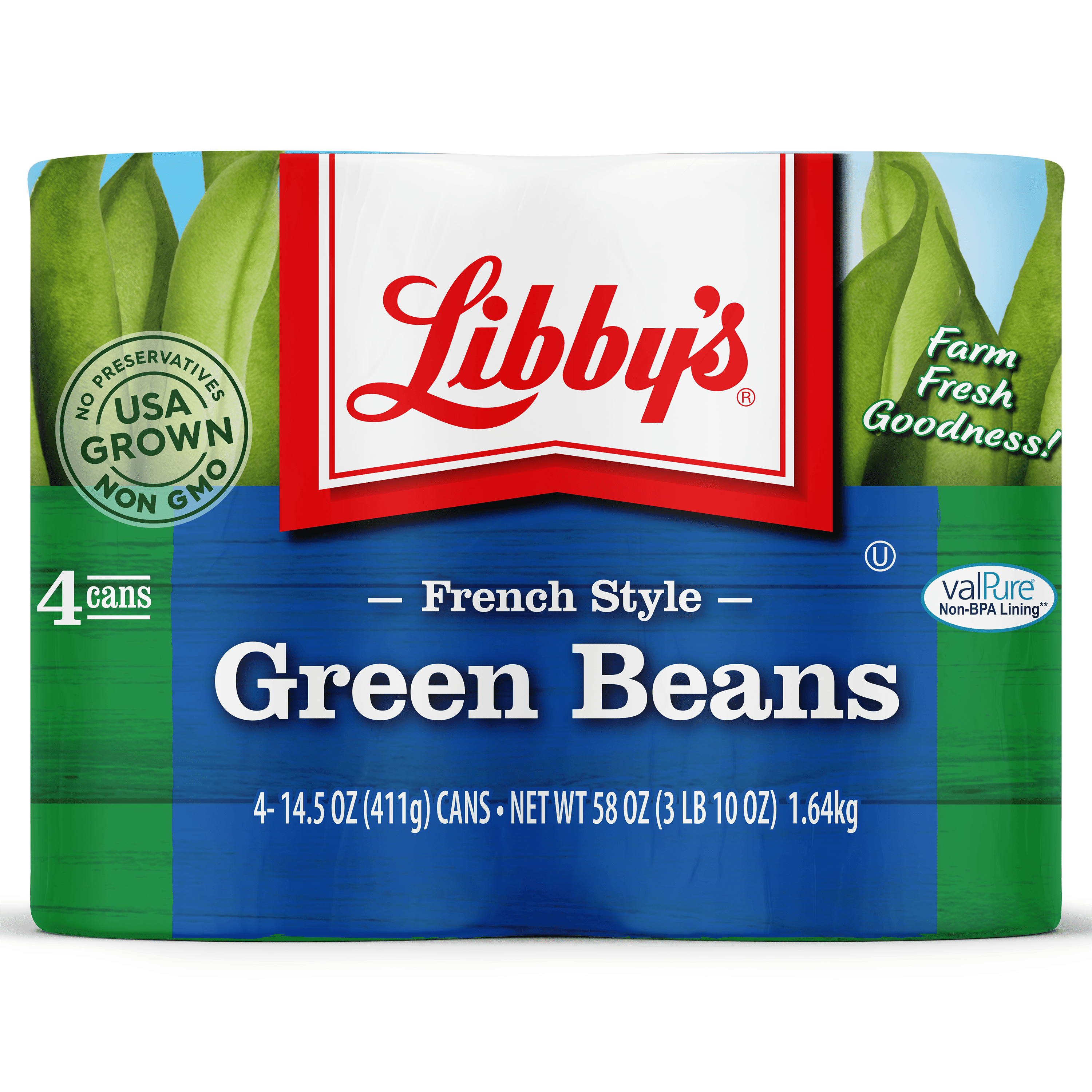 (4 Cans) Libby's French Style Green Beans, Canned Vegetables, 14.5 oz