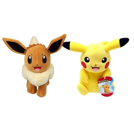 Pokemon Plush 2 Piece Bundle - Includes 8" Pikachu and 8" Eevee Plush Dolls