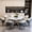 ND6360-59"-A, variant on Montary 53" Modern Round Dining Table for 4-8 Seat, Artificial Marble Dining Room Table with Lazy Susan, 3 Gold Circles Stainless Steel Base, Sintered Stone Top Dining Table (Only Table)