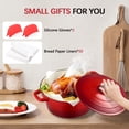 thumbnail image 4 of 6QT Enameled Cast Iron Dutch Oven Pot with lid, Free Silicone Gloves and 50 Pcs Baking Paper Liner, Heavy-Duty & Non-stick Enamel Coated Cookware for Cooking, Bread Baking, Roasting, Red, 4 of 11