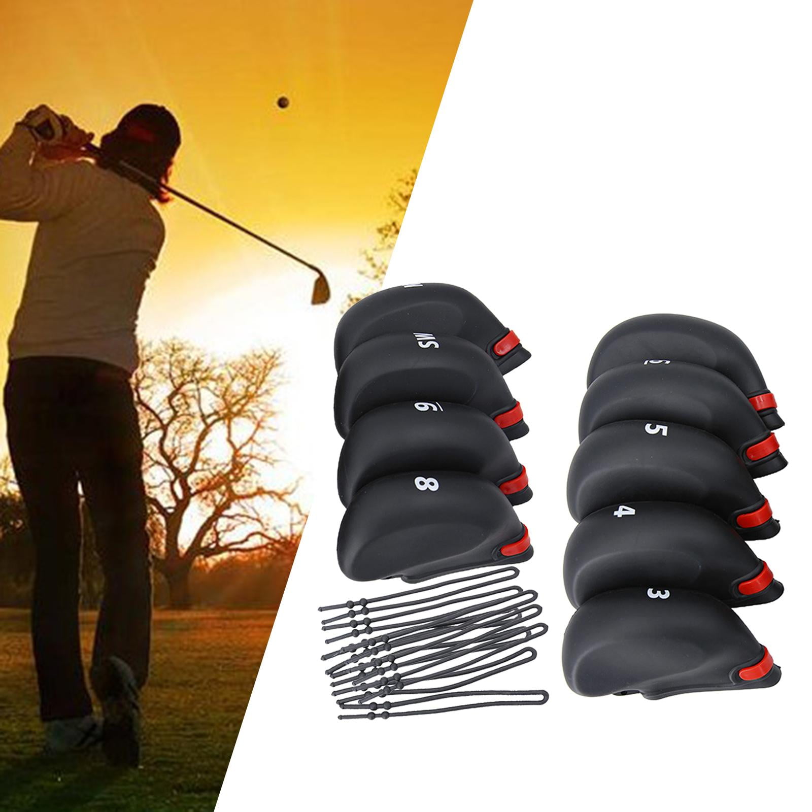 Axioma 9 Pieces Deluxe Golf Driver Headcover Accessories Set Leather Protector Waterproof