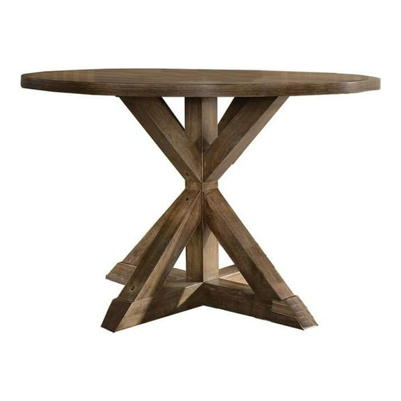 Best Master Furniture Venus 48" Round Wood Dinette Table in Antique Natural Oak