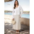 thumbnail image 4 of DARING DIVA Women's Crochet Bolero Shrug Long Sleeve Tie Front Cardigan S White, 4 of 6
