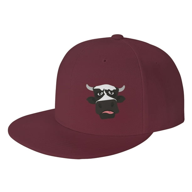 ZICANCN Cartoon Cow Baseball Caps, Trucker Hats for Men And Women,  Adjustable Breathable Flat Caps, Dark Red 