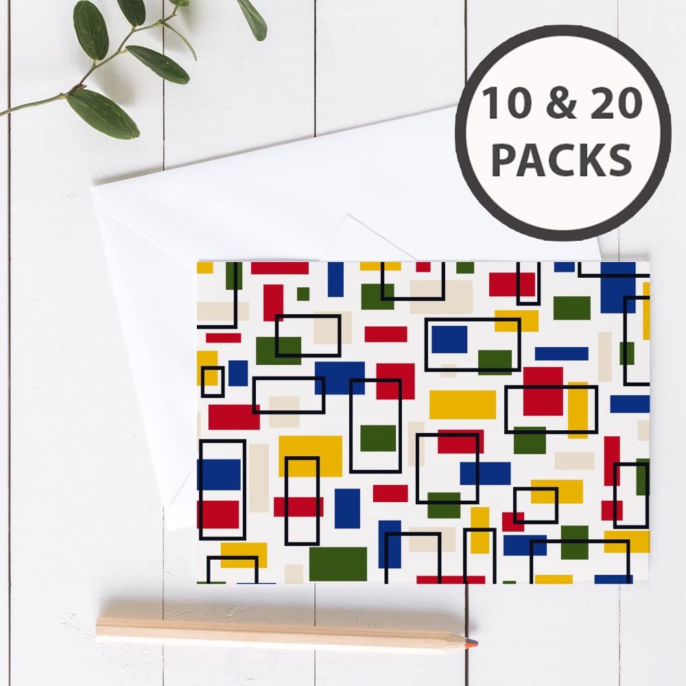 Geometric Color Thank You Blank Note Greeting Cards | 20 Pack Bulk Set (4X6)