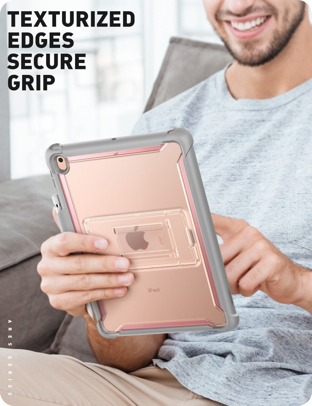 i-Blason Ares Case for New iPad 9th/8th/7th Generation, iPad 10.2 2021/2020/2019 Case, Full-Body Kickstand with Built-in Screen Protector Cover with Pencil Holder (RoseGold)