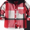 thumbnail image 4 of Kaprioy Boys Winter Clothes Toddler Baby Boy Clothes Plaid Long Sleeve Patchwork Hoodie Top + Pants 2pcs Fall Winter Outfits Set Boys Clothes Boys Outfits, 4 of 6