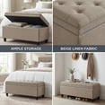 thumbnail image 6 of Censi Large Upholstered Storage Ottoman Bench, Button Tufted Fabric Footrest for Entryway and Bedroom, 44.5", Beige, 6 of 8
