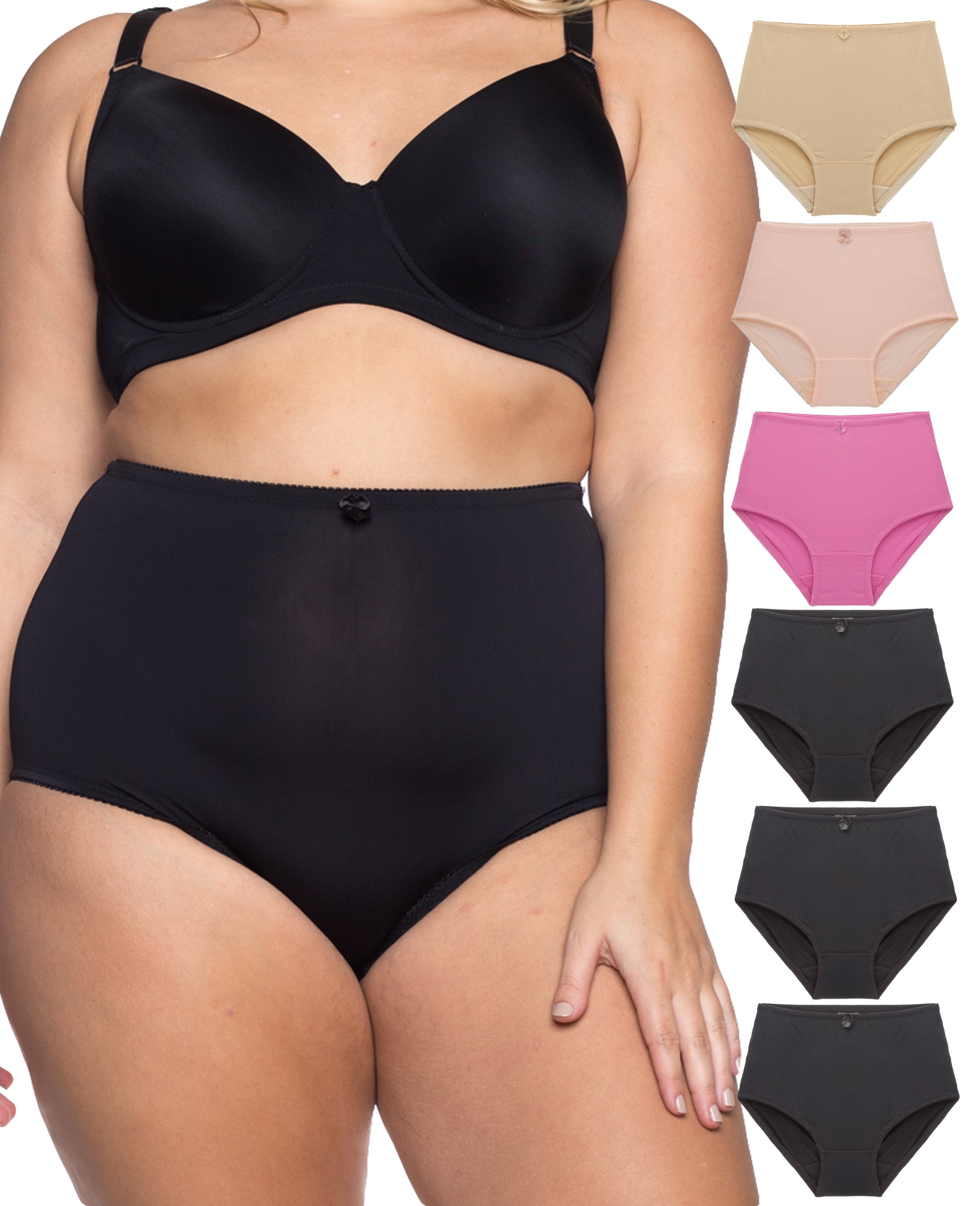 Barbra Lingerie - Women's 6 Pack High Waist Cool Feel Brief Underwear Panties S-5XL (4XL