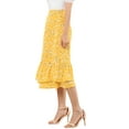 thumbnail image 4 of MODA NOVA Juniors Printed Elastic High Waist Ruffled Hem Zipper Midi Skirt, 4 of 6