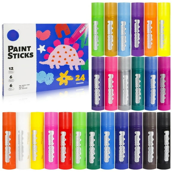 Harlier Tempera Paint Sticks, 24 Colors Solid Tempera Paint for Kids, Super Quick Drying, Non-Toxic, Works Great on Paper Wood Glass Ceramic Canvas