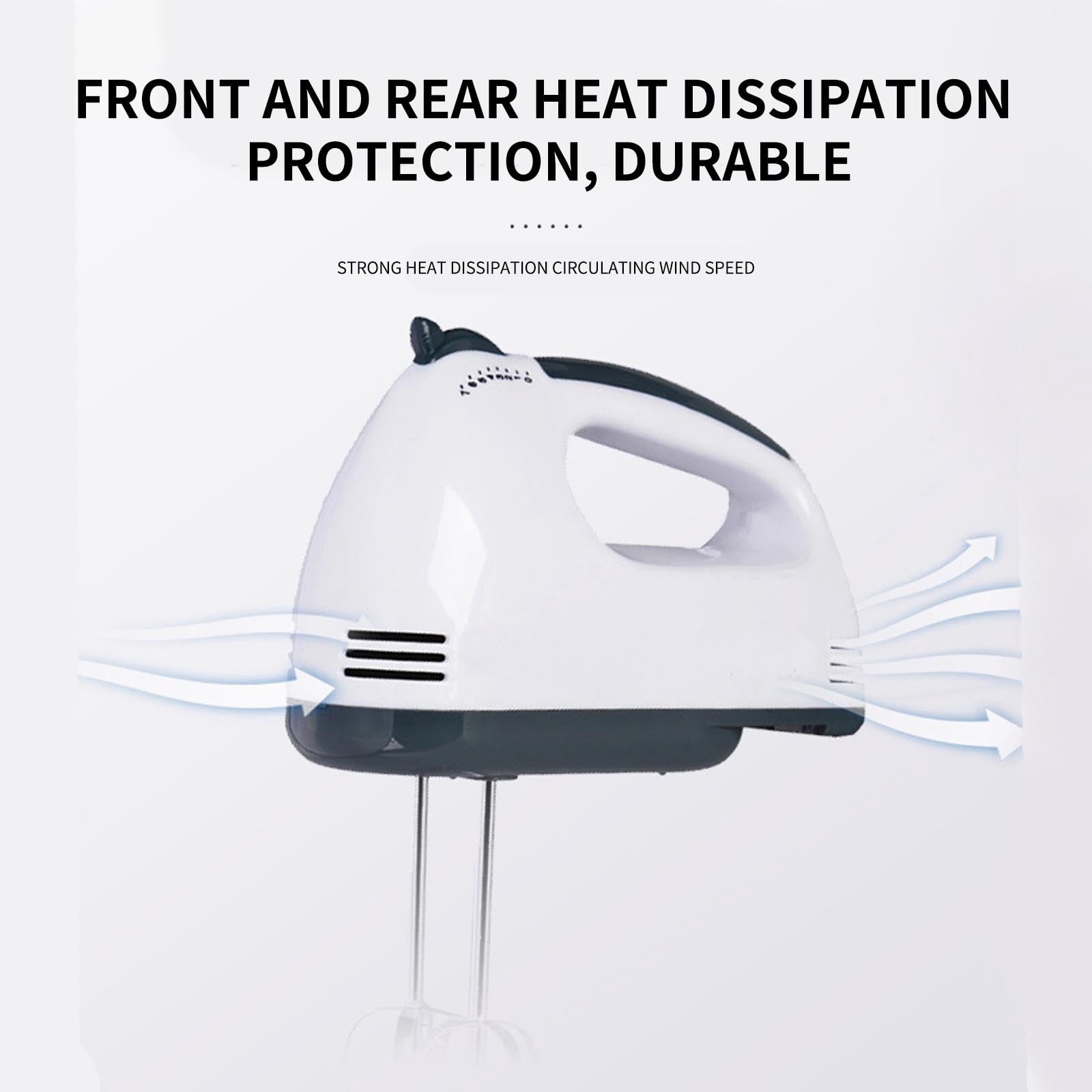 Hand Mixer, Electric Mixer, 7 Speed 100W Portable Kitchen Mixer Electric with 2 Stainless Steel Accessories Whisk, for Whipping Mixing Cookies Cakes Eggs Dough,White