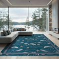 thumbnail image 2 of ODIKA 8'x10' Washable Area Rug Bathroom Deep Surf Featuring Creatures Nautical Ocean Funky Theme for Dining Room, Large Office, Lounge, Non-Slip Chair-Friendly Mat, 2 of 7