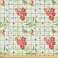 thumbnail image 2 of Ambesonne Exotic Fabric by the Yard Upholstery, Bird Leaves Flowers Pattern, 10 Yards, Dark Coral and Pale Green, 2 of 5