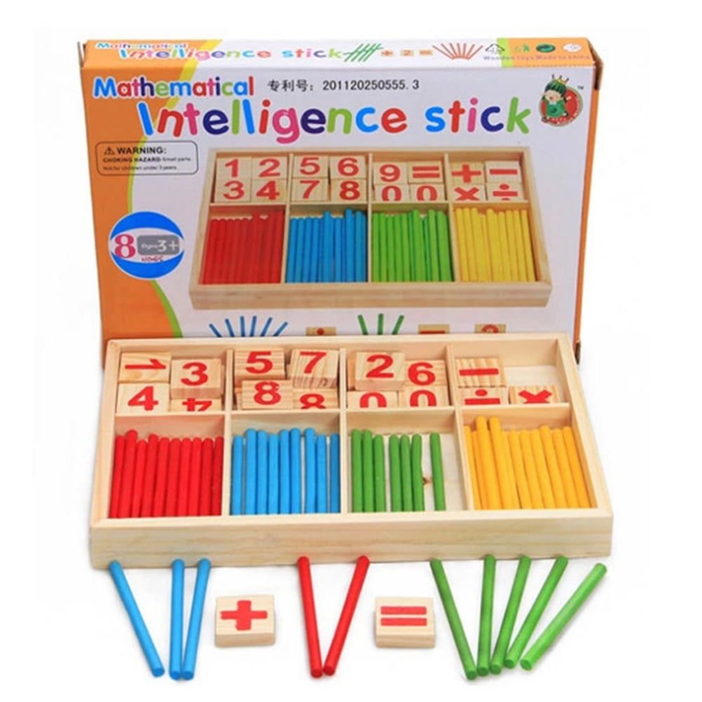Kids Wooden Mathematical Intelligence Stick Preschool Educational Counting Toy 