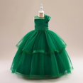 thumbnail image 2 of ZHOGXU Kids Elegant Girls Sleeveless Color Block One Shoulder Lace Layered Tulle Ball Gown Princess Dress Birthday Party Outfit, 2 of 8