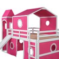 thumbnail image 5 of Duxelifin Princess Castle Loft Bed with Slide, Wood House Loft Bed with Tent, Full Loft Bed with Slide and Castle Curtain, Pink Loft Bed for Girls (Full Size, Pink), 5 of 16