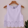 thumbnail image 5 of WGRFFH Women's Scallop Trim Crop Tank Top,Crewneck Tank Tops,Summer Keyhole Back Cropped Sleeveless Blouse,Solid Color Hollow Out Casual Beach Shirts,Vintage Going Out Crop Camisole Top Light Violet, 5 of 6