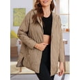 thumbnail image 5 of Women Long Diamond Quilted Hooded Jacket,Fashion Winter Coat Oversized Baggy, Warm Long Sleeve Jackets Khaki XL, 5 of 9