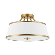 Kira Home Zoey 18" Modern Gold Semi Flush Mount with White Tapered Fabric Shade, 3-Light Ceiling Light, Warm Brass