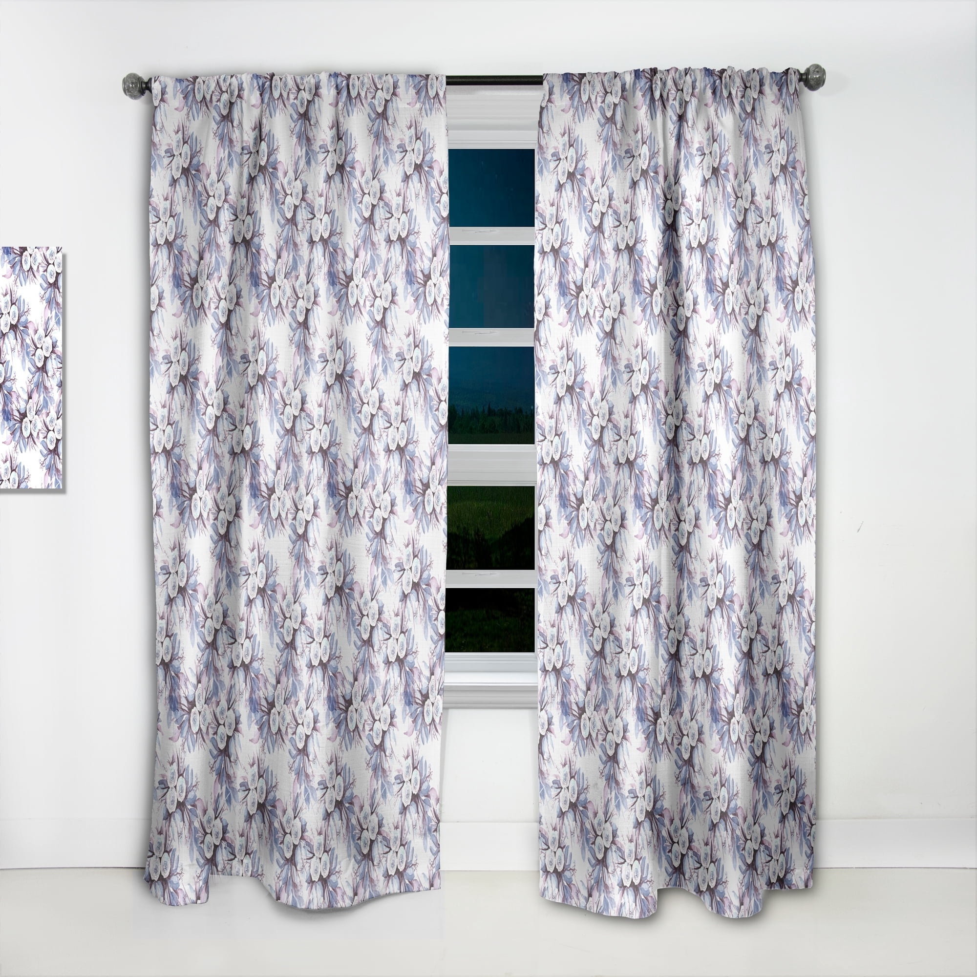 Designart 'Bloom Purple III' Floral Curtain Panel