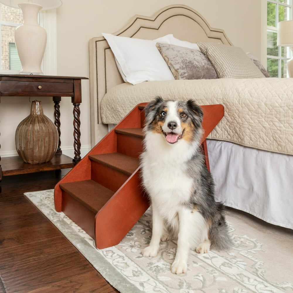 PetSafe CozyUp Folding Wood Pet Steps for Dogs and Cats, Carpeted, 4