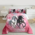 thumbnail image 3 of Feelyou 3D Couple Horse Bedding Comforter Set for Kids, Kawaii Rustic Animal Twin Comforter Sets, Pink Watercolor Reversible Bedding Set, Luxury Bedroom Decor, 2-Piece, 3 of 9