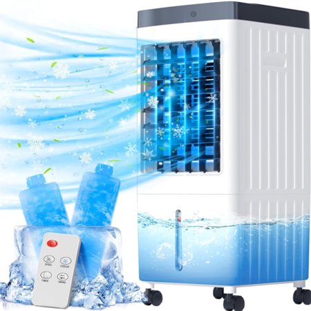 Portable Air Conditioners, 3 IN 1 Evaporative Air Cooler, Fast Cooling Fan with Remote & 3 Speeds & Timer, Ac Unit with 2 Gal Water Tank, for Inroom