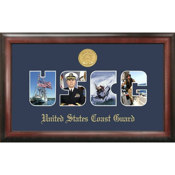 Patriot Frame's Coast Guard Collage Photo Frame Gold Medallion