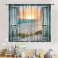 thumbnail image 3 of Beach Window Curtains, Summer Coastal Tropical Seaside Sunset Nautical Ocean Scenery Window Drapes Treatments for Bedroom Living Room Kitchen Bathroom 2 Panels Set, 52"x84" Inch, 3 of 5