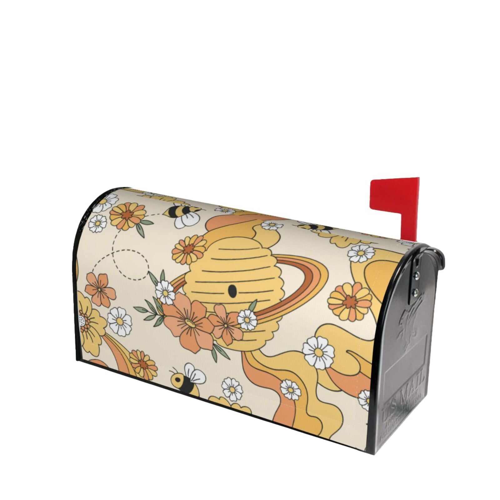 Xecao Groovy Floral for Mailbox Cover with Magnetic Strips, Waterproof and Sunscreen, Adds a Decorative Touch to Your Garden Yard.