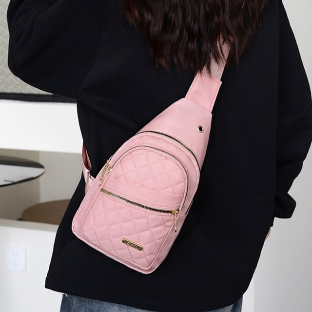 Bolso de Pecho de Viaje para Mujer | Ligero, Impermeable, Cruzado | Gran Capacidad de Tela | Bolsillo Antirrobo | Carga USB | Mochila Versátil de Día | 1 pieza | 30x17x16 cm | Morado Negro Rojo Azul