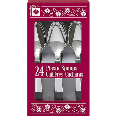 - Plastic Spoons, Silver, 24ct