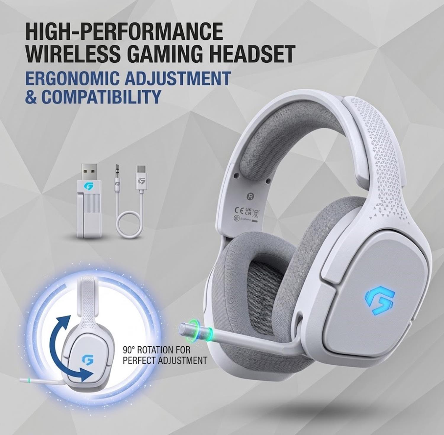 Captain 700 Pro 2.4GHz Wireless Gaming Headset White photo 1