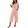 thumbnail image 6 of Modal Pajamas for Women Super Soft Pajama Sets Cooling Short Sleeve Top Capri Pants Pjs Breathable, Moisture-Wicking Sleepwear Summer Pjs Comfy Lounge Set Summer Fall Outfit, 6 of 7