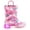 Pink Unicorn Stars, variant on Toddler Girls Rain Boots Little Kids Baby Light Up Rubber Printed Waterproof Mud Insulated Shoes Butterfly Pink Lightweight Adorable with Easy-on Handles Non Slip Size 1