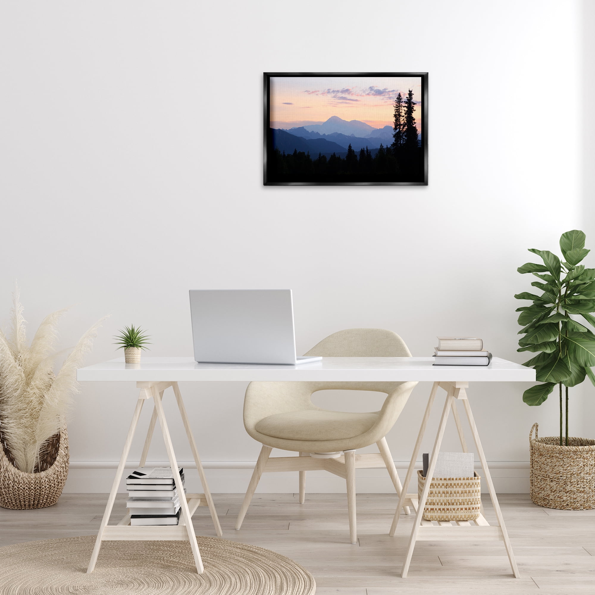 Stupell Industries Midnight On Mountain Landscape & Nature Photography Black Floater Framed Canvas Art Print Wall Art, 25 x 17