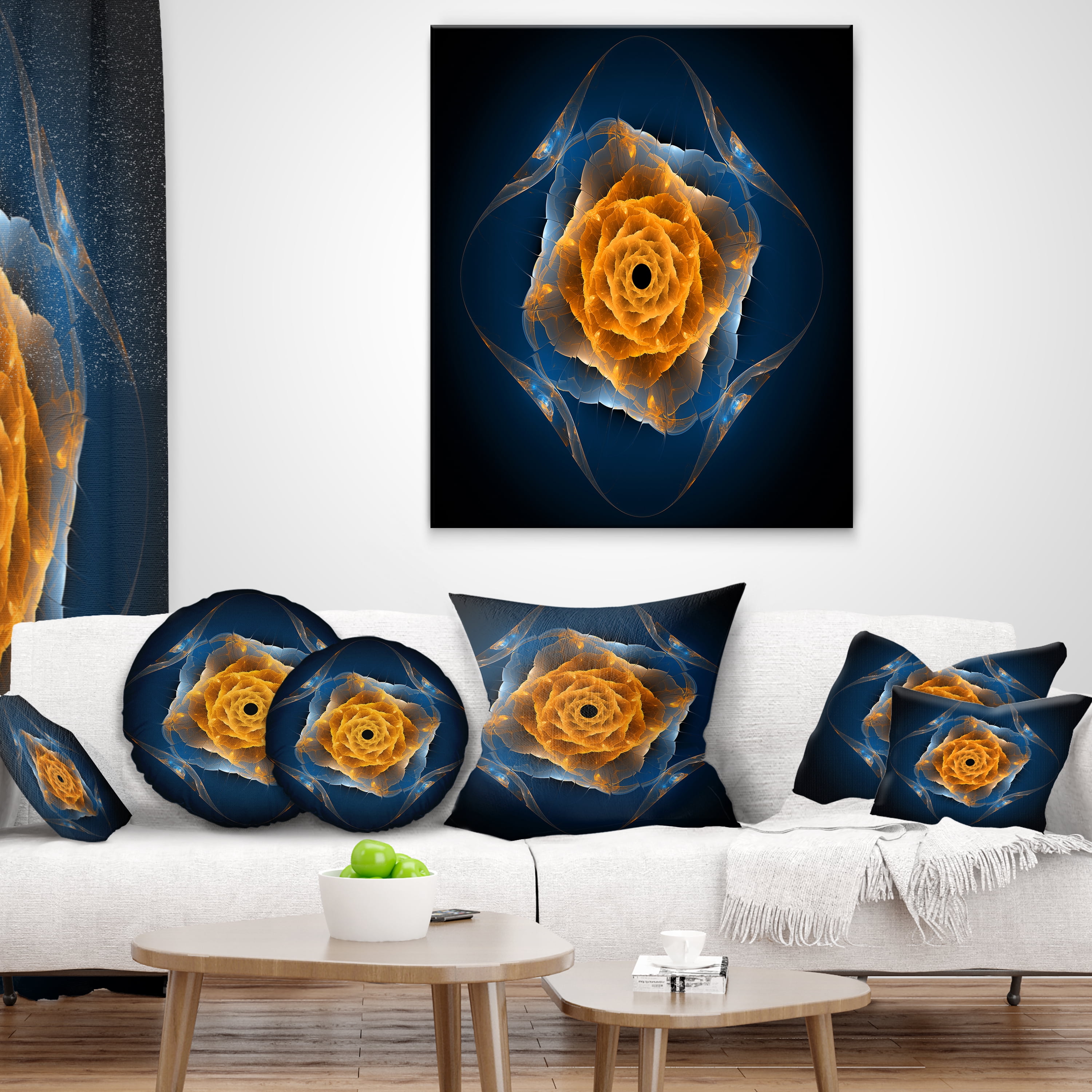 Designart Blue Nautilus Shell Pattern - Contemporary Throw Pillow - 18x18
