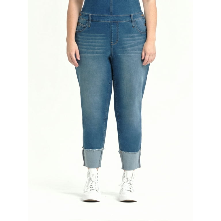 A3 Denim Women s Plus Size Wide Cuffed Stretch Denim Overall Size 20W Blue